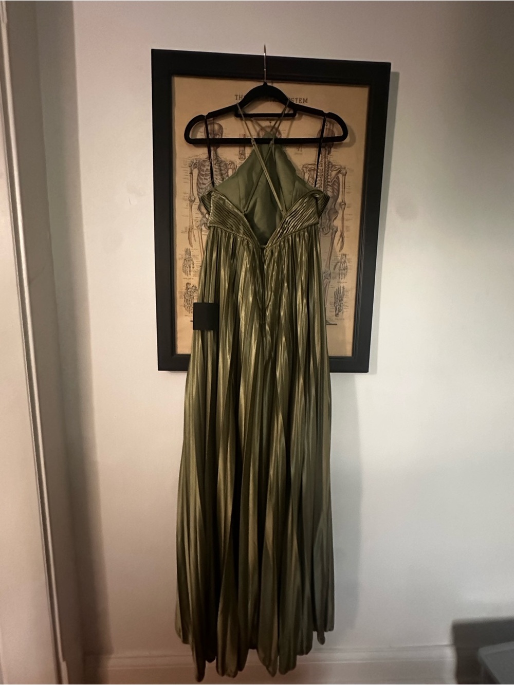 Lulu's Olive Green Pleated Halter Maxi Dress